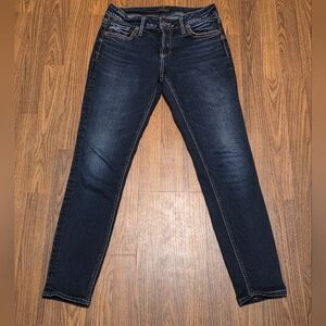 Silver Jeans Suki Skinny Womens W29 L29 Dark Wash Blue Thick Stitch Denim D99